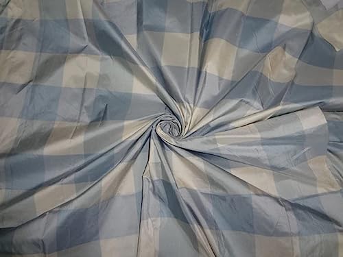 Tissu taffetas pur soie bleu et ivoire pour remplacer les textiles synthétiques