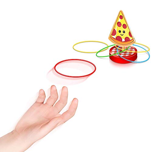 Gamie Pizza Ring Toss Games For Kids, Set Of 6, Mini Desktop Ring Tossing Games With Pizza Stand And 4 Rings, Carnival Birthday Party Favors, Goodie Bag Fillers, Fun Indoor Toys For Boys And Girls #TOP3