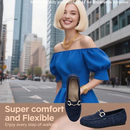 Image of Women's Knit Slip On Loafers - Breathable Mesh Flats with Memory Foam Insole & Arch Support, Non-Slip Comfortable Shoes for Work Office Commute, Driving, Casual Daily Walking (Wide Foot Friendly)