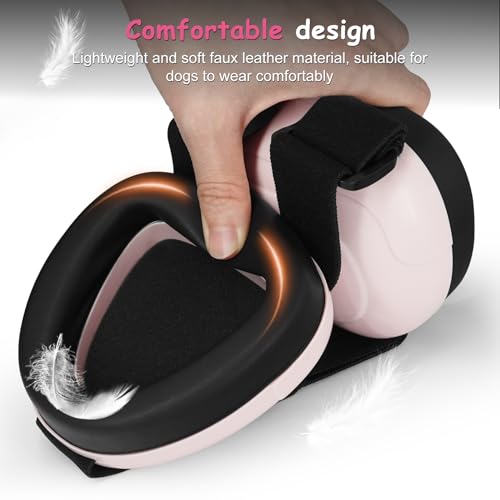 BERGWERK Hunde Ohrschützer für Gehörschutz, 29dB NRR Hundeohrschützer für Lärmschutz Noise Cancelling Kopfhörer (Hellrosa-S)