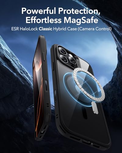 Image of ESR for iPhone 16 Pro Case, Camera Control Cover, Compatible with MagSafe, Shockproof Military-Grade Protection, Magnetic Phone Case for iPhone 16 Pro, Classic Hybrid Case, Clear Black