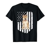 Drapeau Américain Noir Blanc Shiba Inu T-Shirt