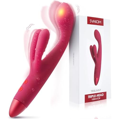 SVAKOM Heated Finger Rabbit Vibrator Dildo Sex Toys with 3 Powerful Motors | Dual Long Ear Clitoral Stimulator,12 Vibration, g spot Dildos, Anal Plug, Type-C Rechargeable, Adult Toy for Women Couples