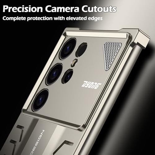Image of Case for Samsung Galaxy S24 Ultra, Aluminum Alloy Snap-On Heat Dissipation Protective Case, Frameless Design, Superior Heat Dissipation, and Shockproof Features,Gray