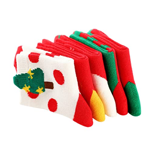 TOYZFRIENDY 5pares Medias De Navidad para Calcetines Navideños Suaves y Cálidos De Algodón para Fiestas De Navidad