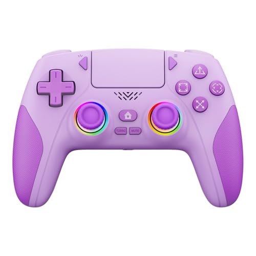 IWGAME RGB Wireless Controller for PS-5/PC, Hall Effect Joysticks & Triggers Gamepad with programmable/Remap/Turbo Functions, Dual Vibration, 3.5MM Audio Jack(Purple)