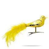 christbaumschmuck lauscha vögel SIKORA Weihnachtswelt Sikora BS461 Essentials 3er Set traditioneller Christbaumschmuck aus Glas Clip Vögel mit Federschwanz Hochglanz, Farbe/Modell:Gold Hochglanz 3er Set, Größe:Länge ca. 17 cm