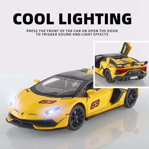 Image of 1:24 Scale Big Size Lamborghini SVJ63 Toy Car | Metal Pullback Diecast Car for Kids with Openable Doors, Sound, Light Effects Toy for Car Enthusiasts (Color As Per Available), Green
