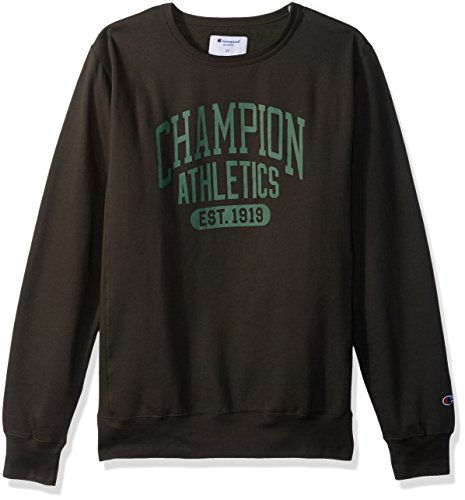 Champion Men's Big and Tall Fleece Ls Crew with Screen Print, Grey Scarf, LT