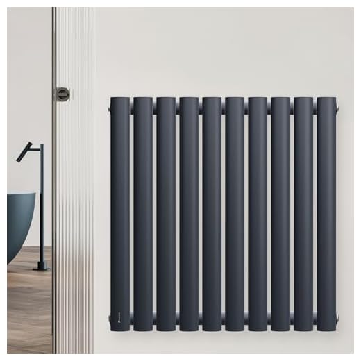 blumfeldt Radiador 462W, Montaje en Pared, Conexión Central de ½'', Una Capa, Acero con Recubrimiento en Polvo, Eficiencia Energética para Baños, Salas de Estar y Oficinas, 60x60 cm, Antracita