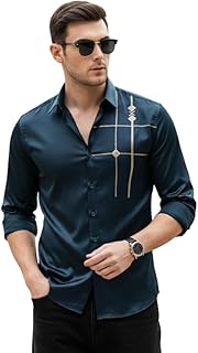 IndoPrimo Men’s Premium Satin Shirt for Party, Formal and Casual Wear – Stylish Designer Full Sleeve Shirt for Men Price In India