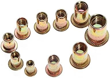 Generic HOT 300Pcs Zinc Steel Rivet Nut Kit Rivnut Nutsert Metric + SAE Flat Head Threaded Rivet Insert Nutsert Cap Rivet Nut - (Color: Photo Color)