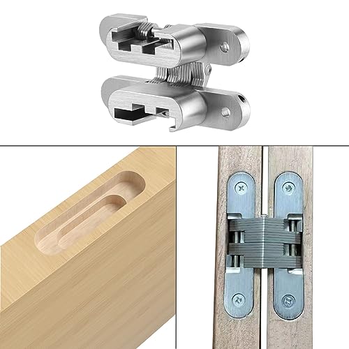 YIDELAI Hidden Hinges (1 Pair) Zinc Alloy Invisible Door Hinges 94MM*18MM (Silver), 94*18 mm - Image 4
