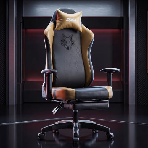 Image of DROGO Alpha-X Ergonomic Gaming Chair with Footrest | Premium PU Leather with 135 Recline | 2D Padded Armrest | Computer Chair for Study |Office Chairs for Work from Home With Neck Support(Black&Gold)