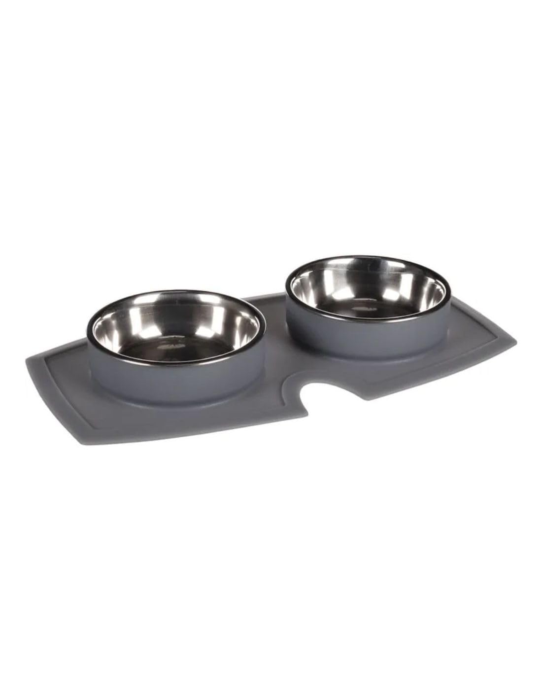Flamingo FEEDING AND DRINKING BOWL SET WITH SILICON PLACE MAT SPILLA 210ML 11,4CM 32x17x3,5CM