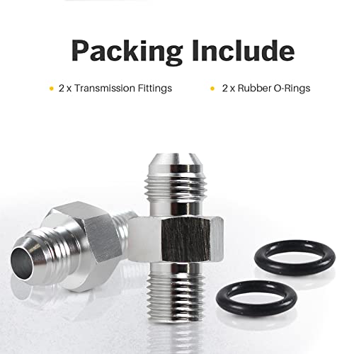 2Pcs Transmission Adapter Fittings 6An Flare To 1/4" Npsm For Th350 Th400 700R4 200-4R Tr6060 Aod 4R100 4R70W C5 Transmission Front & Rear Until 2007 Aluminum #TOP6