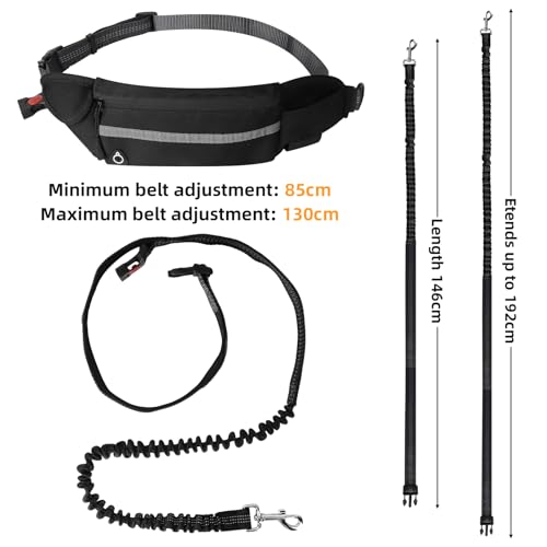 Corpower Joggingleine Hunde, Laufleine für Hunde, Bauchgurt Hundeleine - Multifunktional, Bietet Platz für Eine Wasserflasche, Geeignet zum Joggen, Radfahren, Wandern