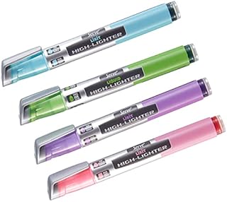 SERVE LIQUID PASTEL INK HIGHLIGHTER, 4 PCS PET POUCH (PASTEL PINK, PASTEL PURPLE, PASTEL BLUE, PASTEL GREEN)