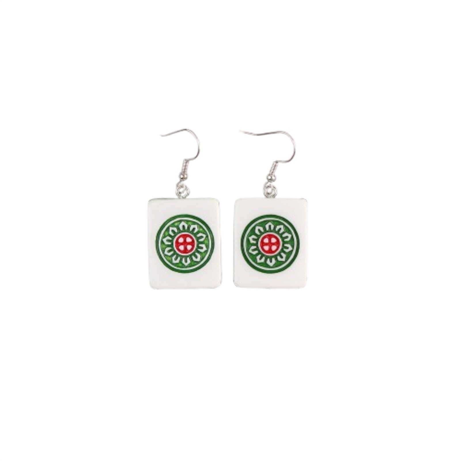 Mahjong Earrings Funny Handmade Resin Mahjong Dangle Earrings Geometric Creative Mahjong Drop Earring for Women