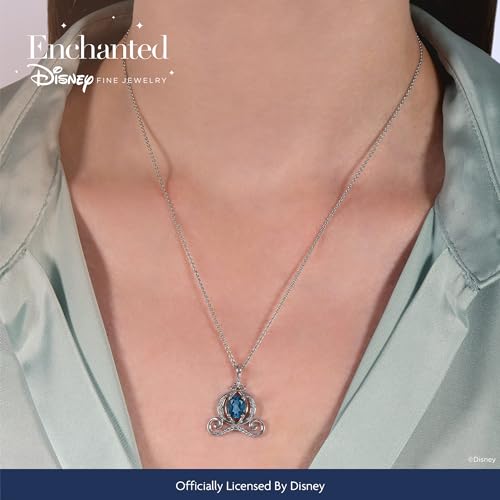 Jewelili Enchanted Disney Fine Jewelry Cinderella Carriage Pendant Necklace for Women | Sterling Silver | London Blue Topaz & 1/10 CTTW Diamonds | 18" Cable Chain | Princess Jewelry Gifts for Her2