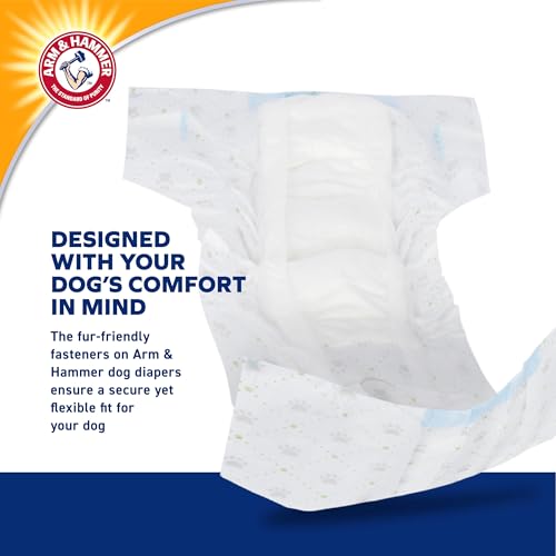 Image of Arm & Hammer for Pets Disposable Female Dog Diapers with Odor Control and Wetness Indicator, Leak Resistant Dog Diapers for Incontinence and Heat Cycles, Size Medium 16.5-21 in Waist, 12 Count