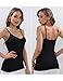 BQTQ 5 Pcs V Neck Camisole Tops for Women Spaghetti Strap Slim Fitted Soft Camisole Undershirts Basic Camisoles in White Black Gray, L