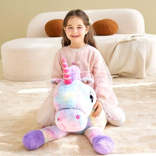 IKASA Giant Unicorn Stuffed Animal Plush Toy,Large Cute Jumbo Soft Toys,Huge Big Size Plushy Fluffy Fat Oversized Plushie,Gifts for Kids Girls Boys Girlfriend (43 inches, Multicolored) — view 3