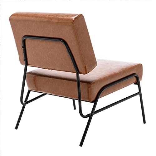 Merax Brown Mid Century Modern Faux Leather Accent Chair For Living Room Bedroom Office, Set Of 1 #TOP4