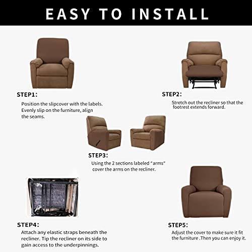 Image of Easy-Going 4 Pieces Waterproof Recliner Chair Slipcover Washable
