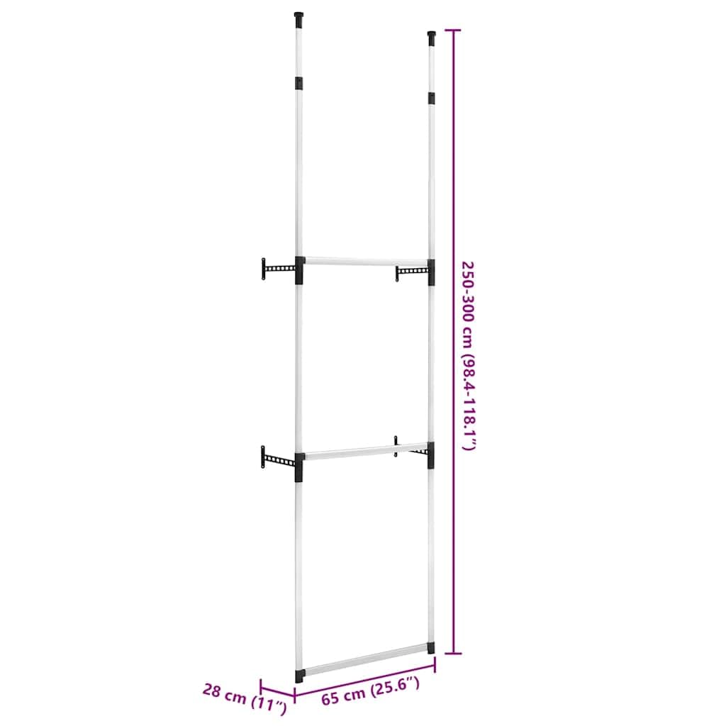 vidaXL Sistema de Armario Telescópico con Barras Estante Almacenamiento Organizador Ropa Perchero Colgante Habitación Dormitorio de Aluminio