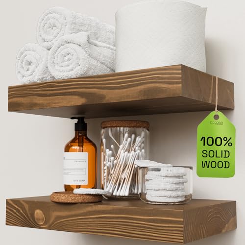 Solid Wood Floating Shelves for Wall 12 Inch Walnut Small Wooden Shelf