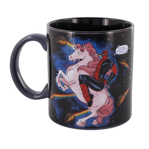 Image of Marvel Deadpool and Unicorn In Space Ceramic Mug | Holds 20 Ounces