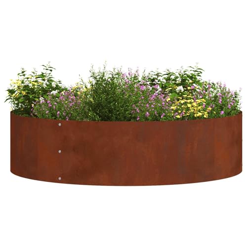 vidaXL Pflanzenring Braun 80 x 80 x 20 cm Wetterfeststahl, Moderner runder Metall-Pflanzer, skulpturaler Gartendekor, langlebiger Außenstahl Pflanzenrahmen, minimalistisches Designelement
