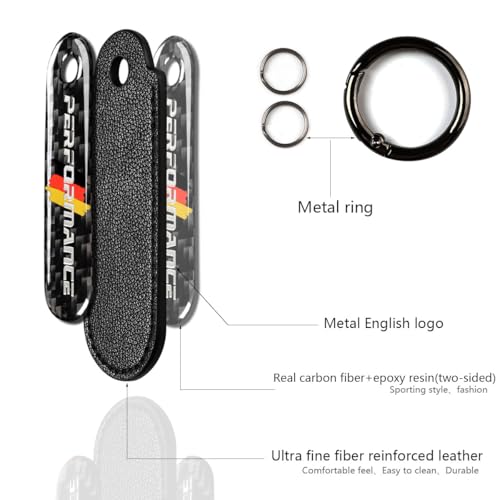 Image of muekzru Carbon Fiber Leather Set Car Keychain,Universal keychain Fashion Sports Keychains Keyring Business Gift Birthday