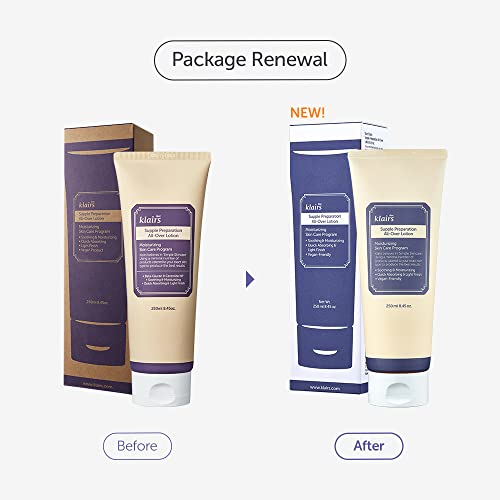 Dearklairs] Supple Preparation All-Over Lotion, Daily Face And Body Moisturizer, For Sensitive Skin, Essential Oil Free, Artificial Fragrance Free,250Ml, 8.45Oz #TOP1