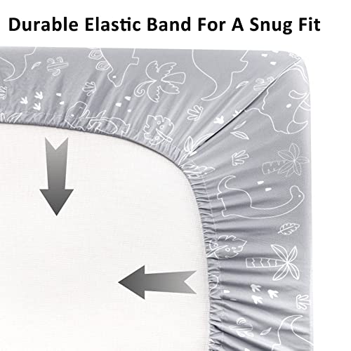 Fitted Crib Sheets For Baby Boys And Girls, Ultra-Soft Jersey Knit Cotton Baby Crib Sheet Fits Standard Crib And Toddler Mattress, Dinosaur #TOP2