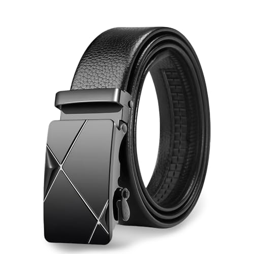 Vidsmow Gürtel Herren, 35mm Breite, Automatischer Ledergürtel ohne Löcher, verstellbar für Business-Anzüge und Jeans, kratzfeste Schnalle, elegantes Design für jeden Anlass