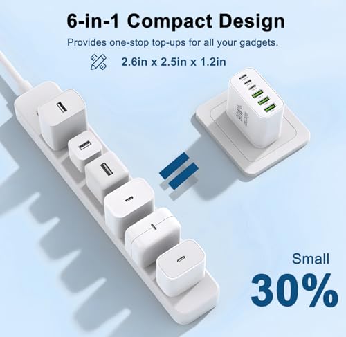 Image of 90W GaN USB C Charger Block [3 Pack],6-Port USB C Wall Charger Fast Charging 45W PD Power Adapter for MacBook Air /iPad Pro /iPhone 17Pro Max /Samsung Galaxy S24 Ultra /Tabs for Home Travel