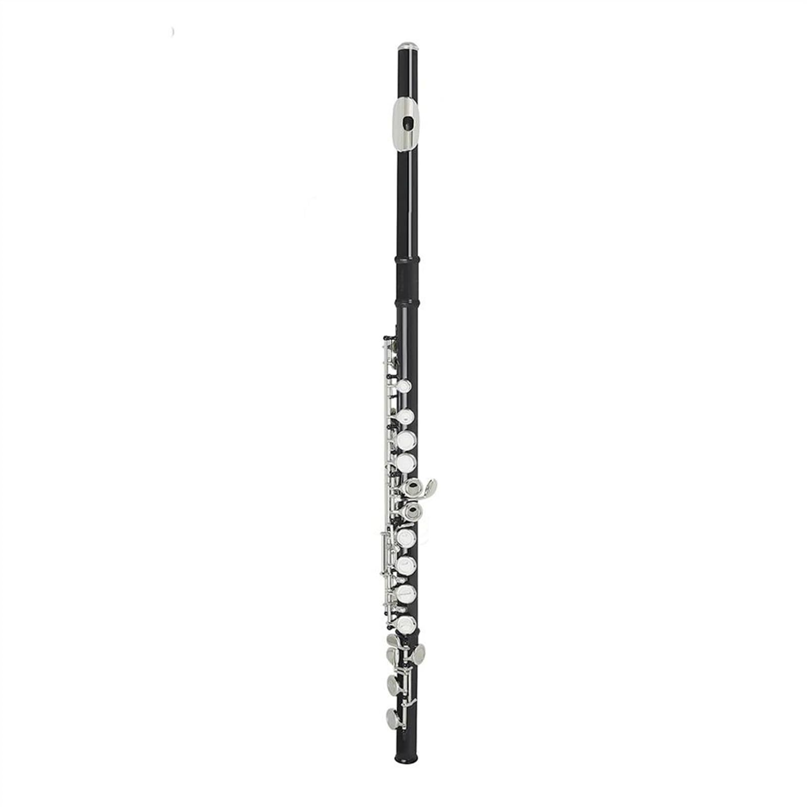 Flauta De Cuproníquel Con Llave Plateada, 16 Agujeros, Agujero Cerrado, Tono C, Flauta Negra Con Accesorios De Flauta Flauta Travesera Kit