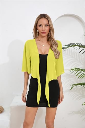Image of TASAMO Women's 2026 Summer Lightweight Short Bolero Cardigan Shrug Sheer Tie Front Top 3 /4 Sleeve Jacket for Dress