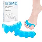 KTSAY Silicone Toe Separators for Women & Men - Toe Spacers for Bunion Relief, Hammer Toe, Plantar Fasciitis & Pedicures | Includes Metatarsal Pad & Therapeutic Yoga Cushion for Foot Pain (2, Blue)