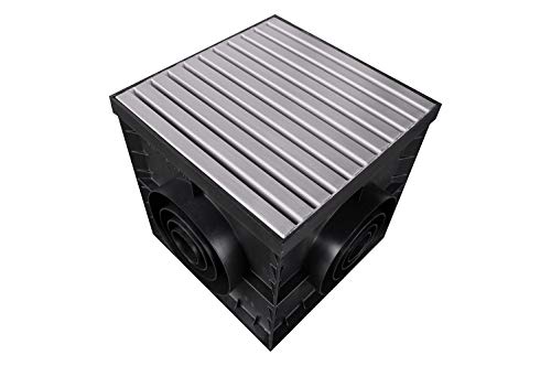 Hofablauf mit Edelstahlrost 300x300mm Kl.A15 Punktentwässerung KG Rohr GULLY