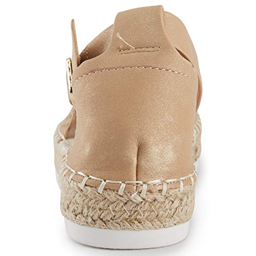 Alexis Leroy Women's Closed Toe Hollow Out Vamp Ankle Strap Platform Espadrille Sandals4