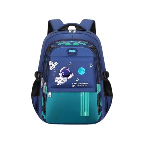 MZRAN Mochila escolar de gran capacidad con temática de astronauta, práctica tela Oxford resistente a desgarros, para el estudio diario, mochilas esenciales para niños y exploración espacial, Green