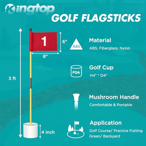 image for KINGTOP Miniature Golf Flagstick, Practice Putting Green Flags for Yar