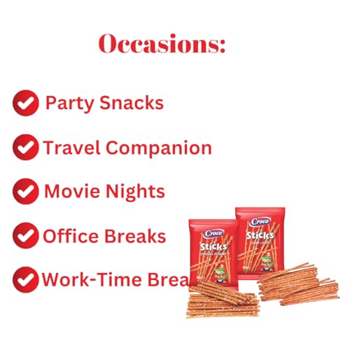 Image of Croco Pretzel Salted Sticks 80g (Pack of 2), Imported Namkeen Snacks & Chips, Premuim Baked Crackers