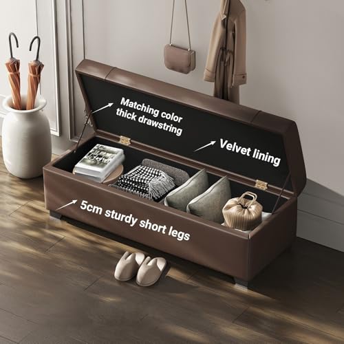 Banc de rangement cuir blanc 80cm pour ranger les couvertures