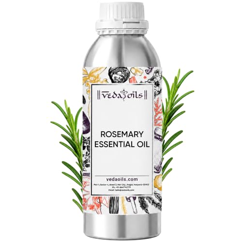 Image of VedaOils Rosemary Essential Oil for Hair Growth, Hair Fall Control and Scalp Nourishment, Skin Care | Clinically Tested Organic 100% Pure & Natural, Undiluted Steam Distilled, 100ml