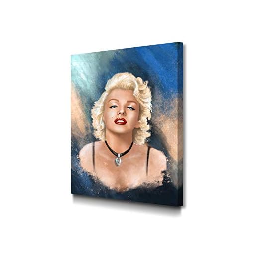 Foto Canvas Cuadro Marilyn Monroe Póster | Lienzos Decorativos - Decoración Pared - Cuadros de Salón - Arte Moderno | 30 x 40 cm sobre Bastidor de Madera Grueso Listos para Colgar