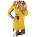 Produktbild TAMALLU Sweater Jacke Frauen Casual Langarm Einfarbig Tunnelzug Dress(Gelb,3XL)